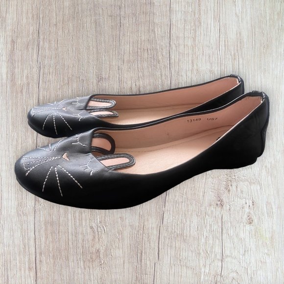 Modcloth T.U.K. Black Bunny Flats - Picture 3 of 5